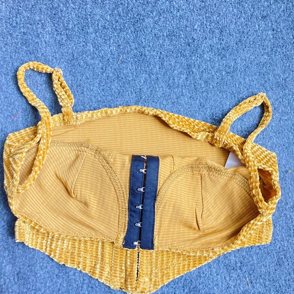 Corduroy Bustier Camisole Top XS Half-Cup Design Adjustable Straps Retro new - Picture 6 of 6